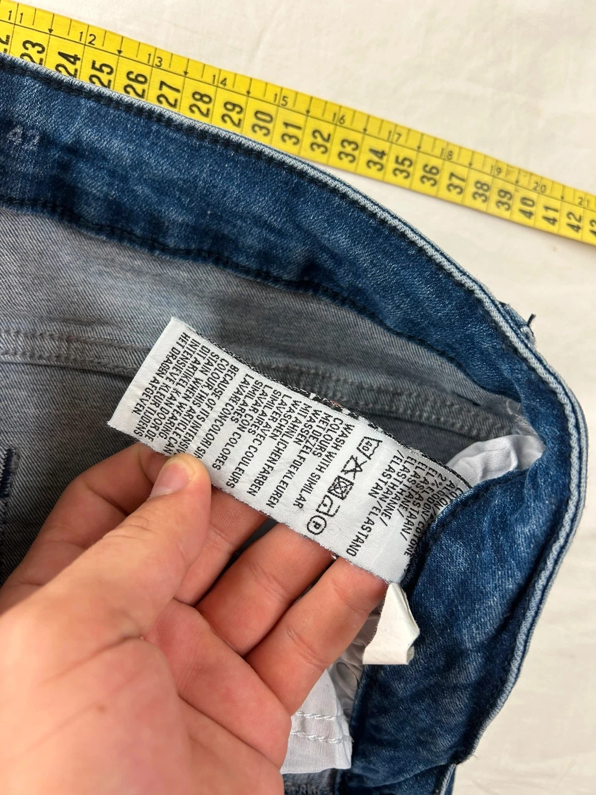 Uitlopende marineblauwe jeans vintage maat 42 – photo 12